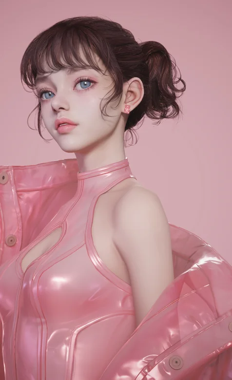 未来感粉系！3D 建模少女时尚插画壁纸