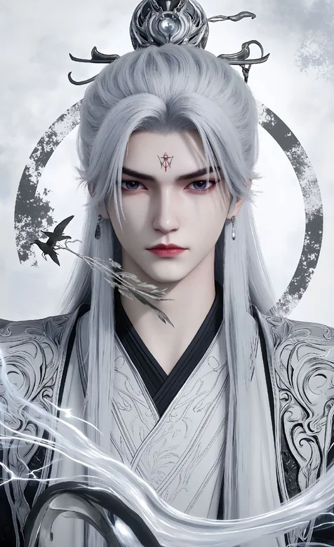 修仙界男神！白发束冠的王林绝美造型壁纸