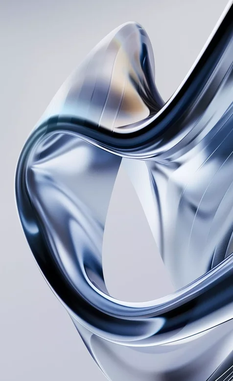 极简科技感流体形态壁纸 银蓝渐变 3D 艺术高清壁纸下载