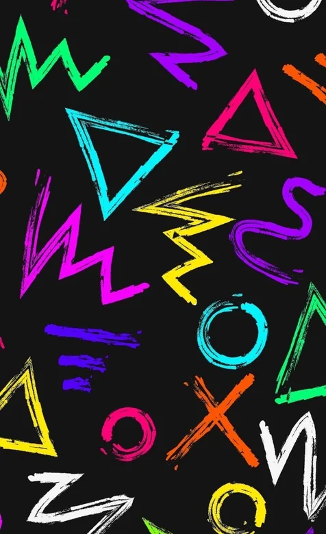 炫彩几何图形涂鸦风壁纸 荧光色线条图案高清壁纸下载