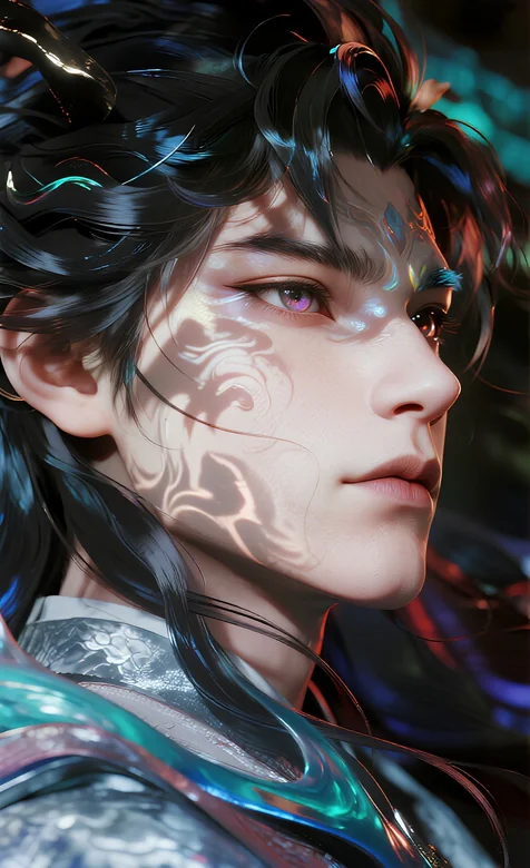 玄幻仙侠风 精致纹饰龙王美男子古风壁纸