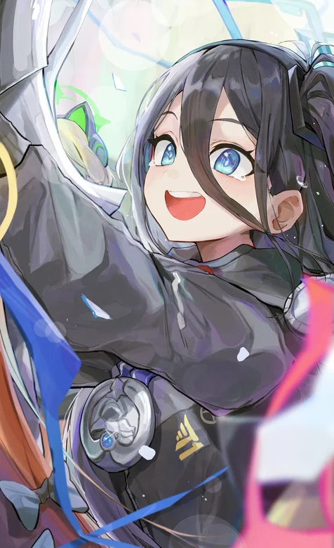 元气黑长直少女 科幻风战斗插画壁纸