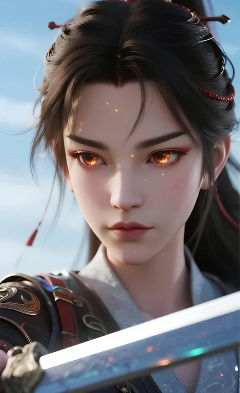 《国风武侠AI美人 执剑侠女超写实手机壁纸》