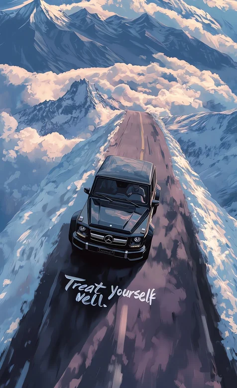 雪山之巅 奔驰大 G 自驾励志壁纸