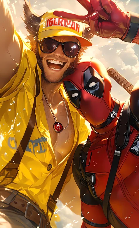 金刚狼与死侍户外自拍高清热血潮流手机壁纸