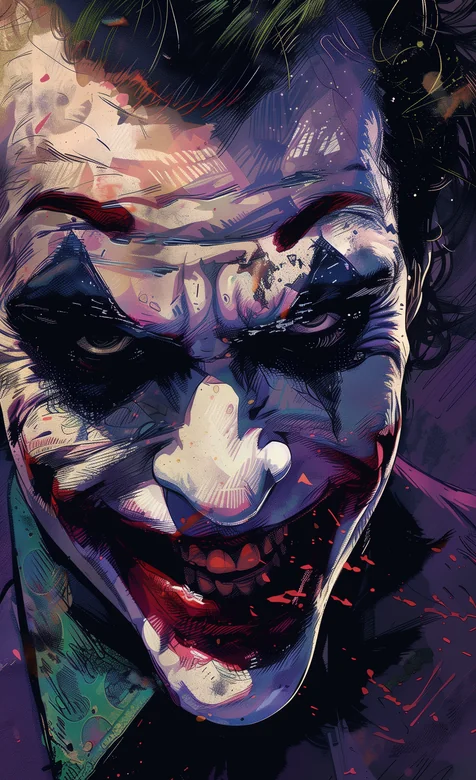 黑暗骑士小丑影视手机壁纸 高清插画艺术