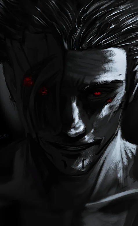 暗黑系红瞳伤痕男性角色原创插画