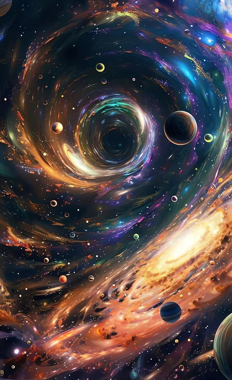 宇宙螺旋星云黑洞行星奇幻深空图
