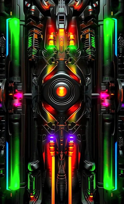 赛博朋克机械核心霓虹科技装置场景