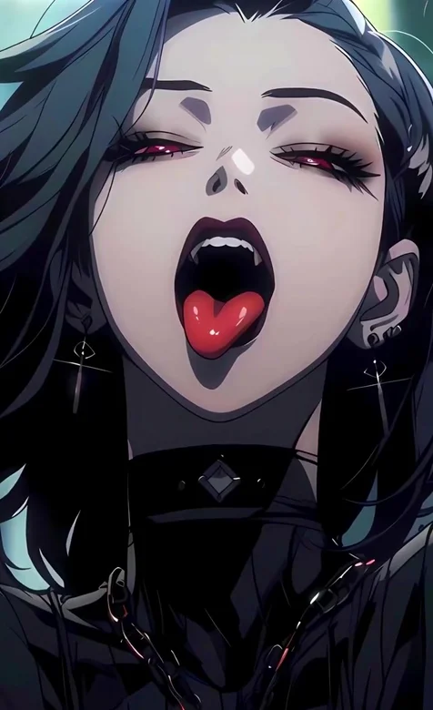 吐着舌头的长发动漫美女动态手机壁纸