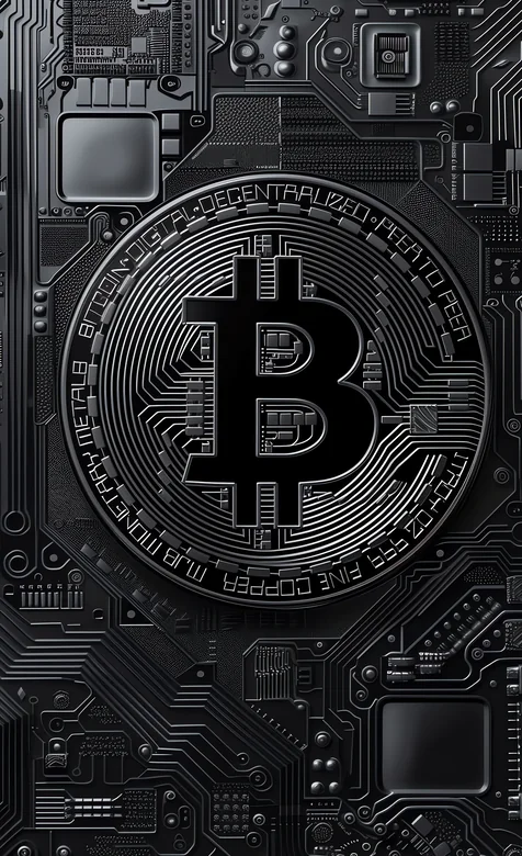 比特币标志电路板科技主题设计图