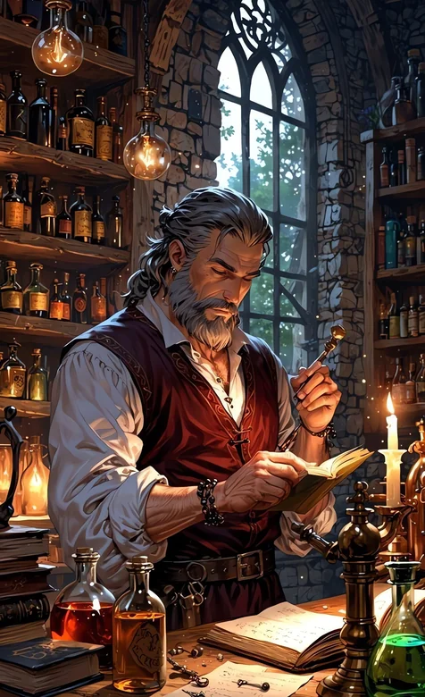 白须炼金术士 石砌魔幻炼金室场景