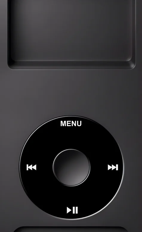 经典苹果iPod播放器黑色控制面板特写