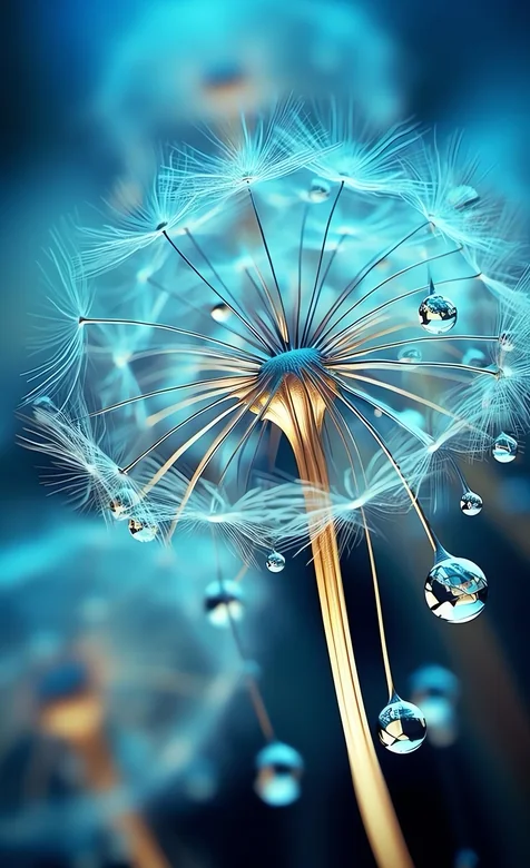 晨露蒲公英缀珠蓝调梦幻景观