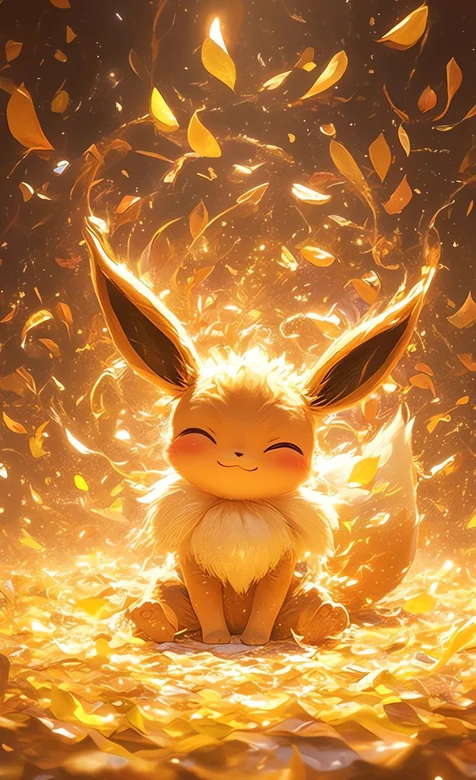 宝可梦伊布 金色落叶中的微笑精灵