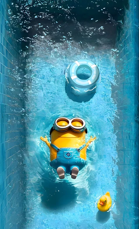 小黄人泳池戏水神偷奶爸卡通场景