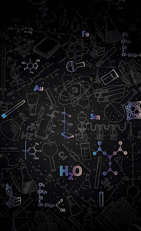 科学实验室化学元素分子结构手绘插画