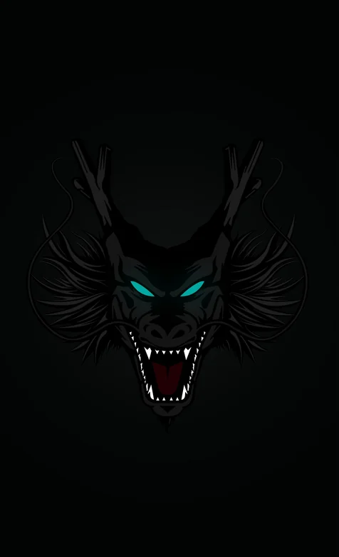 暗黑炫酷怒目龙首插画