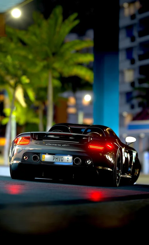 保时捷Boxster夜间城市街道跑车图