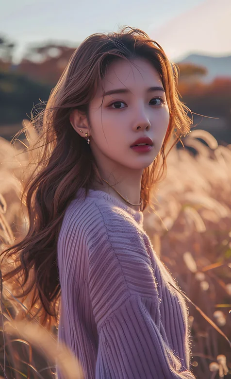 秋野金发女子逆光写真