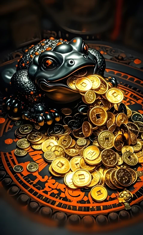 三足金蟾衔金币传统招财摆件