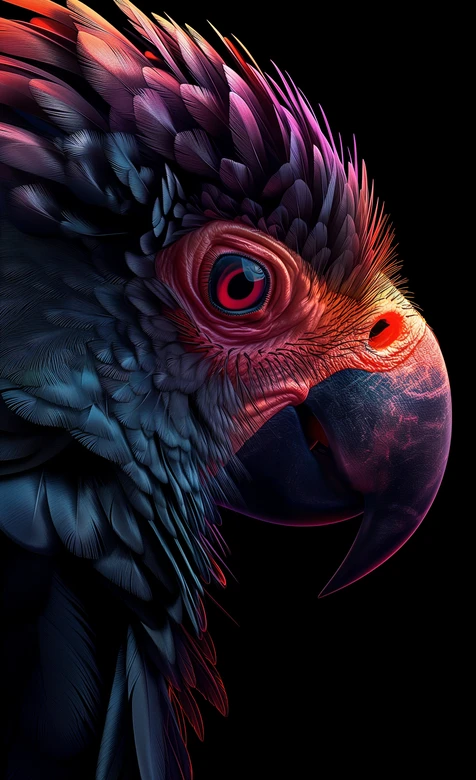 炫彩金刚鹦鹉头部特写艺术插画