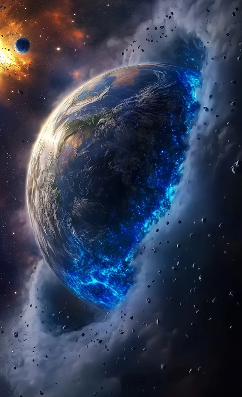 太空地球星云环绕宇宙科幻景观