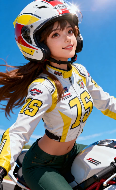 户外赛车少女骑摩托车高清写真-AIGC