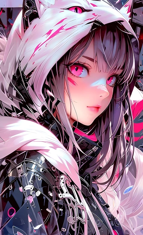 猫耳少女赛博朋克风原创插画