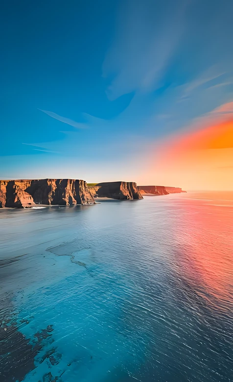 海边悬崖日落壮丽海景自然景观