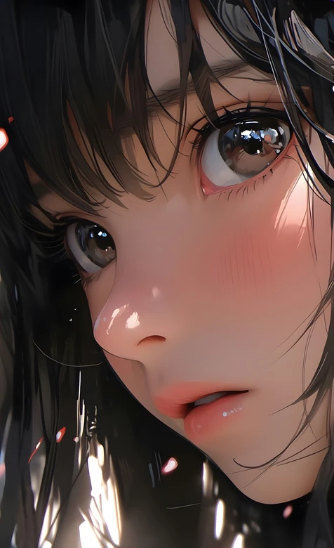 黑发动漫少女 光影细腻 日系插画风格-AIGC