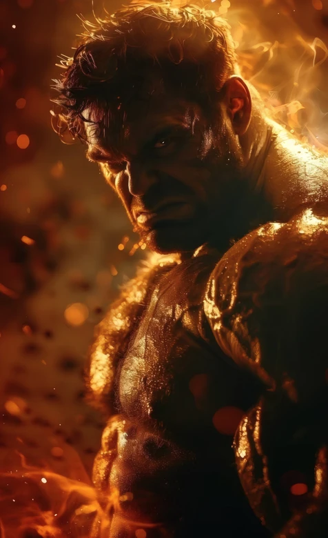 漫威绿巨人火焰特写手机壁纸