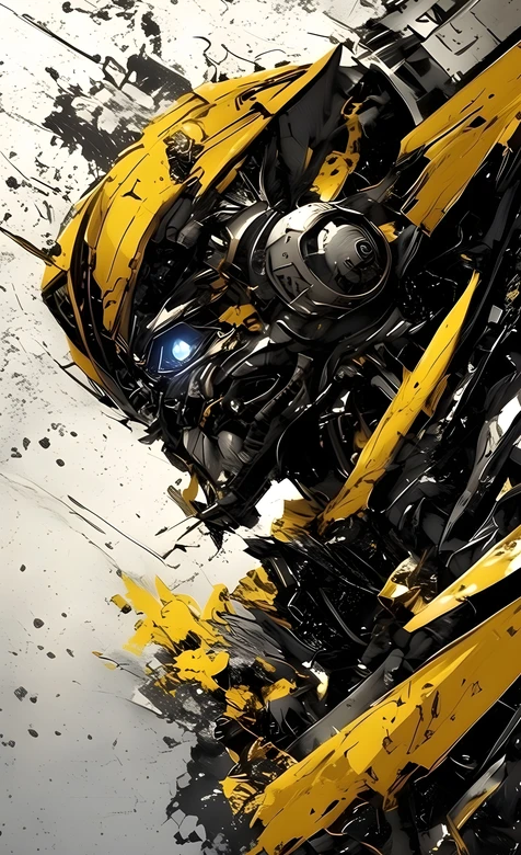 变形金刚大黄蜂科幻机械AI插画头像