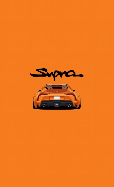 丰田Supra跑车背影橙色背景图
