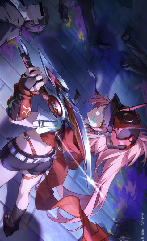 动漫粉色长发女性战士战斗场景飒爽壁纸