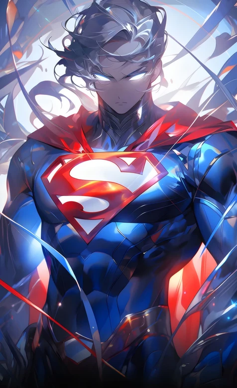 DC超人动漫插画 肌肉战衣发光标志高清壁纸