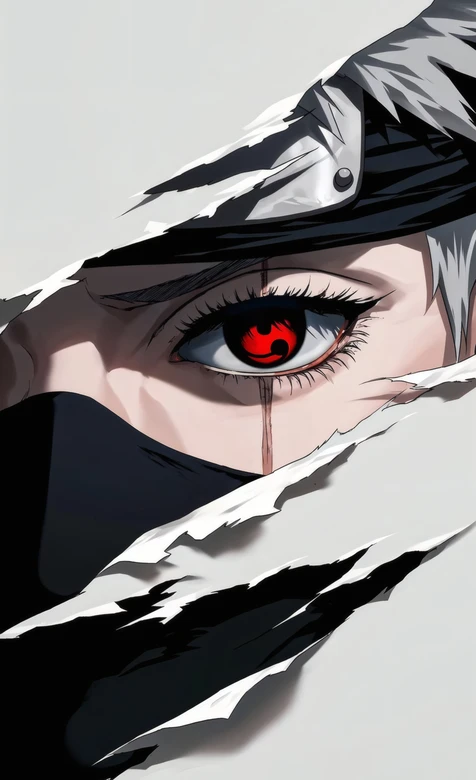 火影忍者旗木卡卡西写轮眼特写暗黑动漫插画