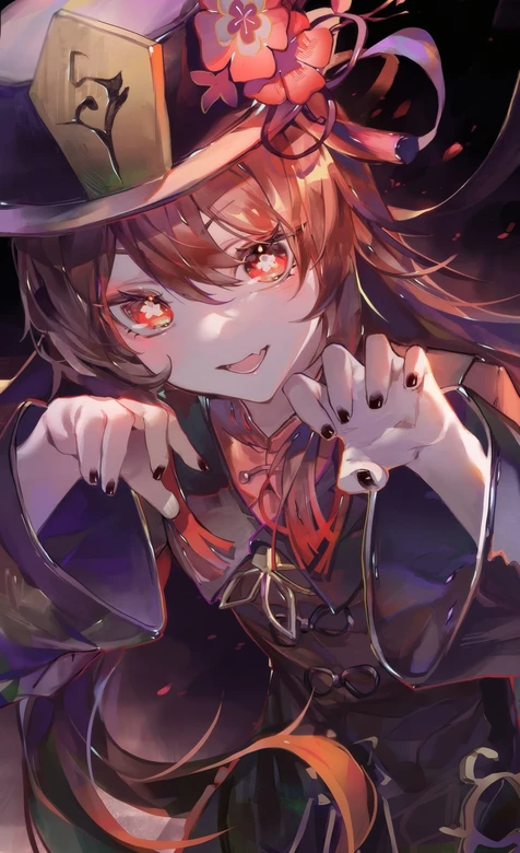 红瞳花饰帽少女 二次元神秘风插画