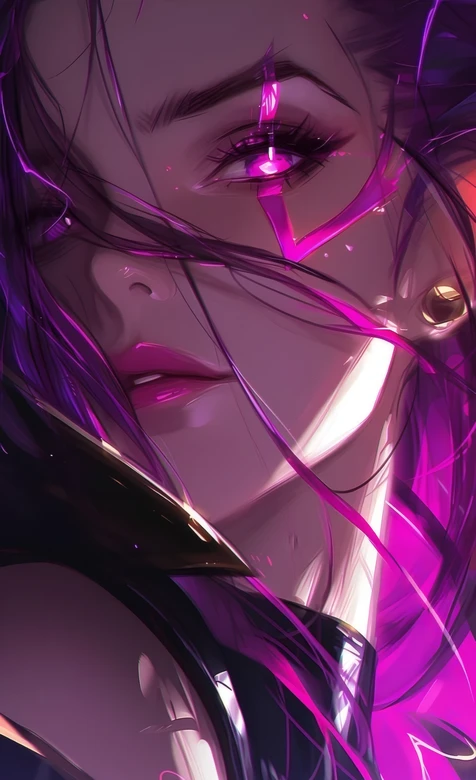 紫发异瞳女性角色紫色光影华丽造型