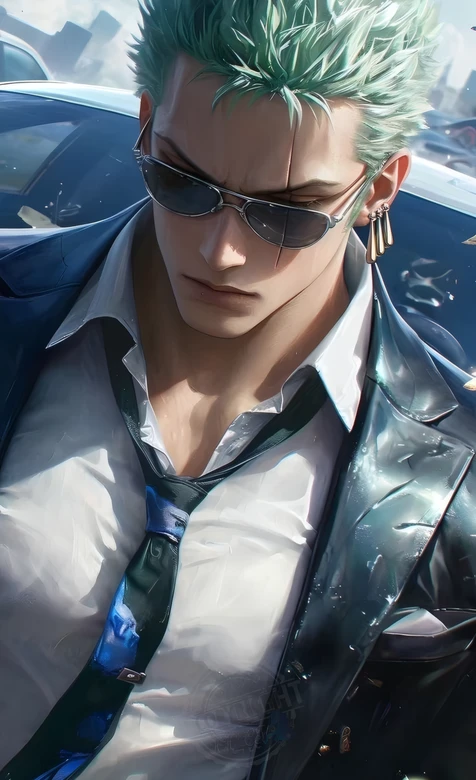 海贼王索隆现代都市风墨镜西装高清动漫