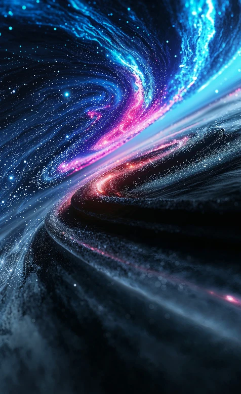 绘制宇宙漩涡星云壁纸 蓝粉流光科幻深空壁纸