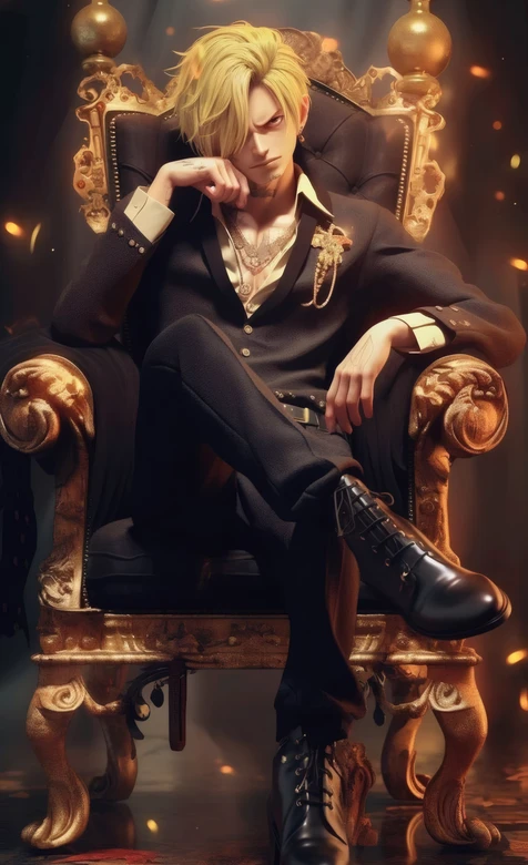 海贼王山治西装贵族坐姿 AI华丽椅壁纸