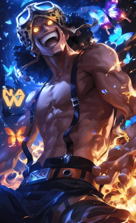 海贼王乌索普炫酷火焰蝴蝶壁纸