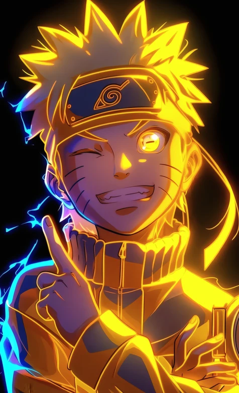 火影忍者漩涡鸣人炫光壁纸 金色电光鸣人壁纸