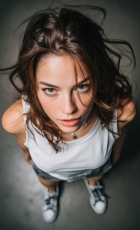 欧美风卷发女生俯拍穿搭壁纸 清新活力AI壁纸