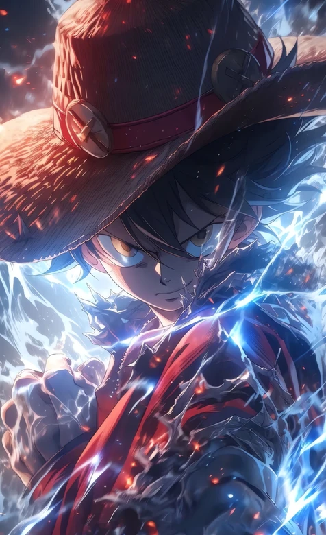 海贼王：电光燃焰中的路飞高清手机壁纸