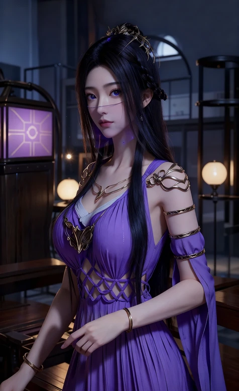 凡人修仙传：紫衣仙姿紫凝 金饰头饰古风场景壁纸