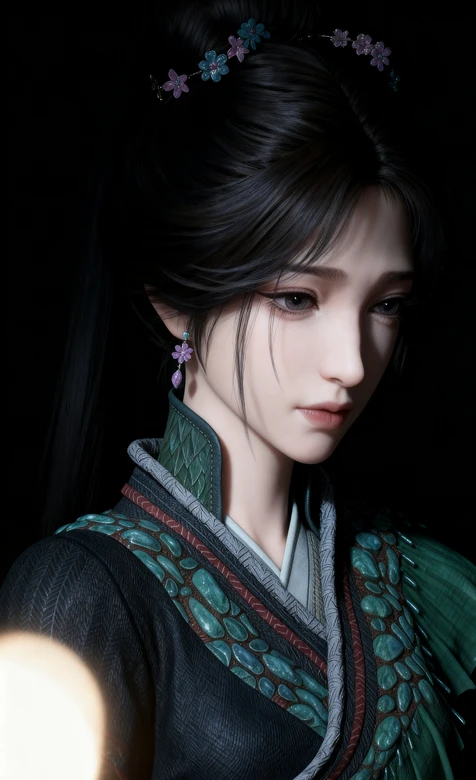 《凡人修仙传》中的梅凝 国风服饰花饰发簪 暗黑背景壁纸