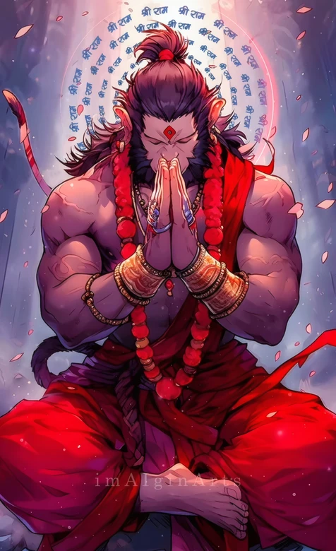 猴神哈奴曼禅坐壁纸 斯里罗摩经文信仰风