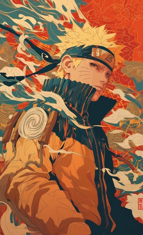 火影忍者漩涡鸣人国潮风壁纸 热血动漫角色壁纸